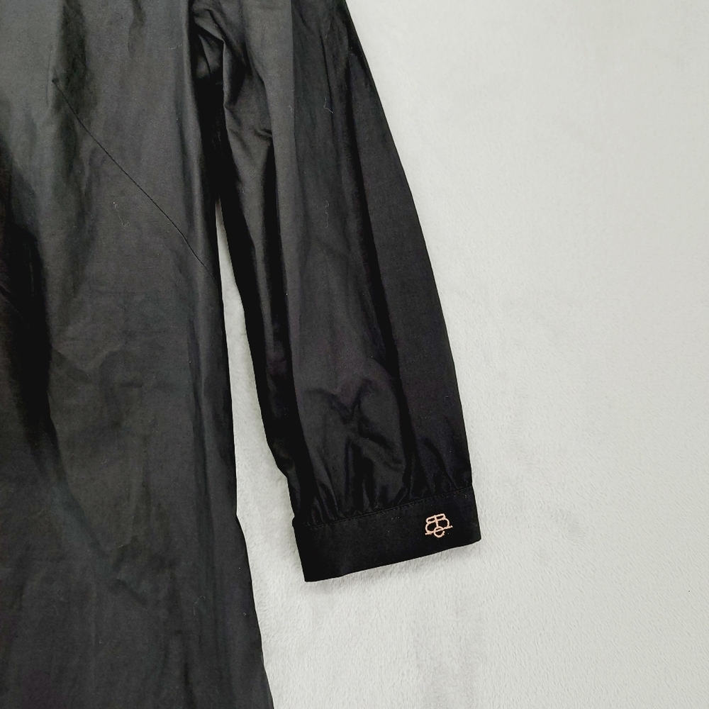 NEW Bohelle Black Cotton Ruffle Front 3/4 Sleeve Midi Dress P595 - Picture 4 of 9